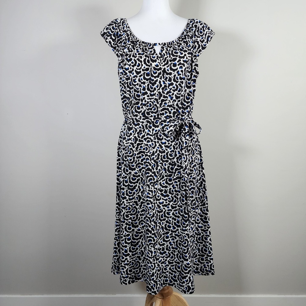 Lori M Dress Womens Large Faux Wrap Abstract Stretch Feminine Made In Canada